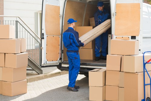 Removal van loaded with boxes for an Enfield home move