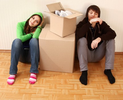 Boxes and furniture loaded into a moving van in Enfield