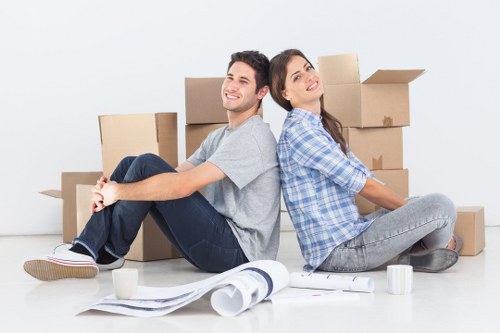 Office furniture and equipment prepared for a local commercial move