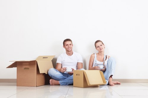 Packed boxes and household items ready for flat removals