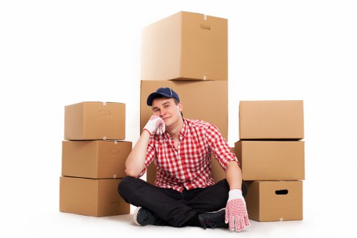 Supervisor reviewing safety procedures for a removal van